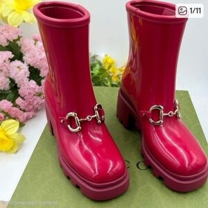 Gucci Horsebit Pink Women's Rubber Boots